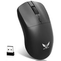 Black wireless mouse with a three-gear audio button, for use with laptops.