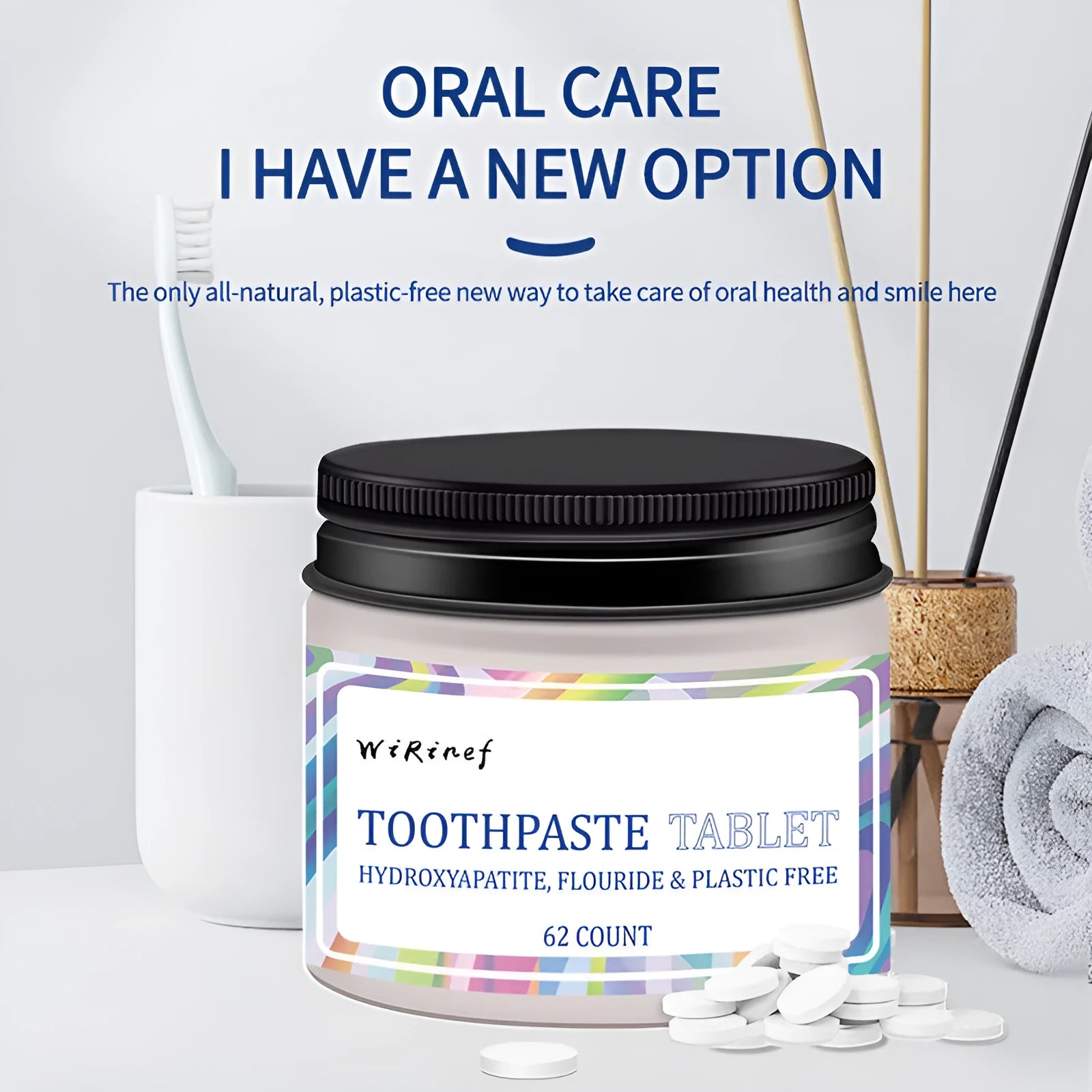 62-piece portable toothpaste tablets in TP19 solid formulation for travel oral hygiene