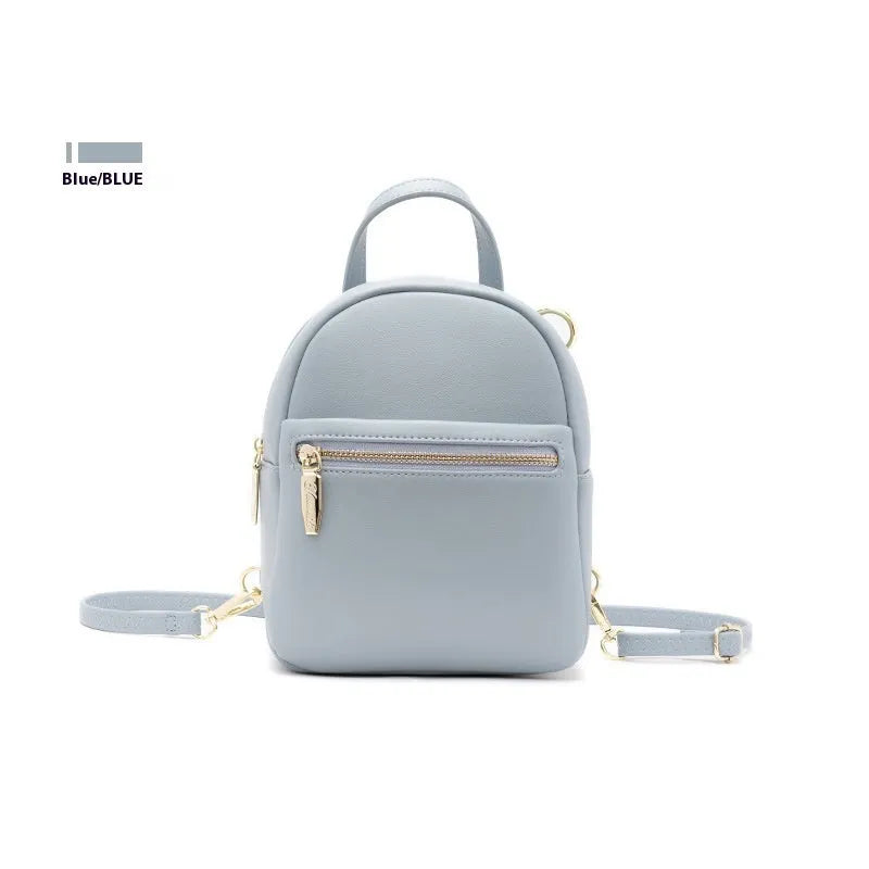 Soft PU mini backpack in multiple colours showing outer pocket and street style design