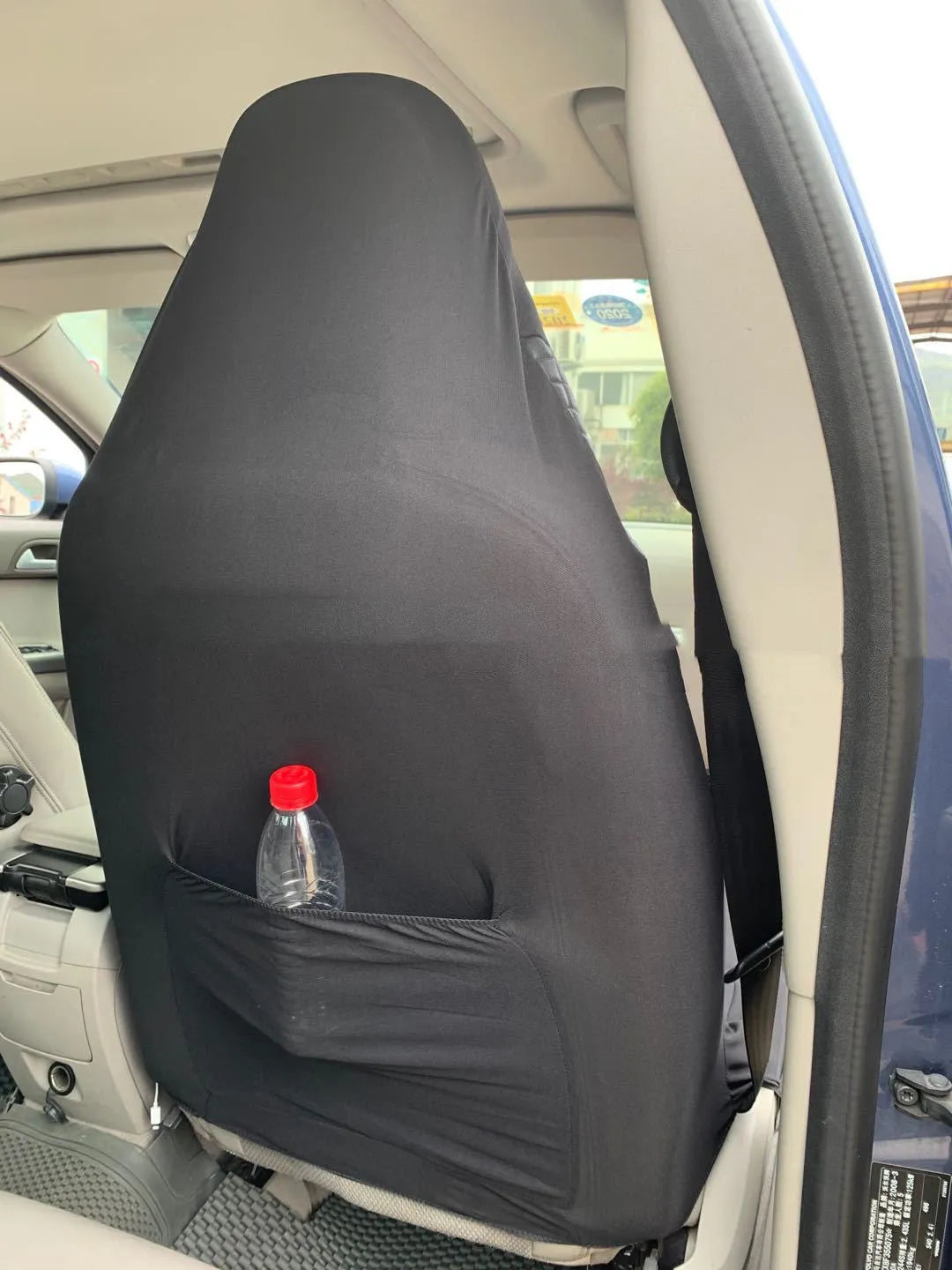 Black quilted PU and polyester fabric universal automotive seat cover