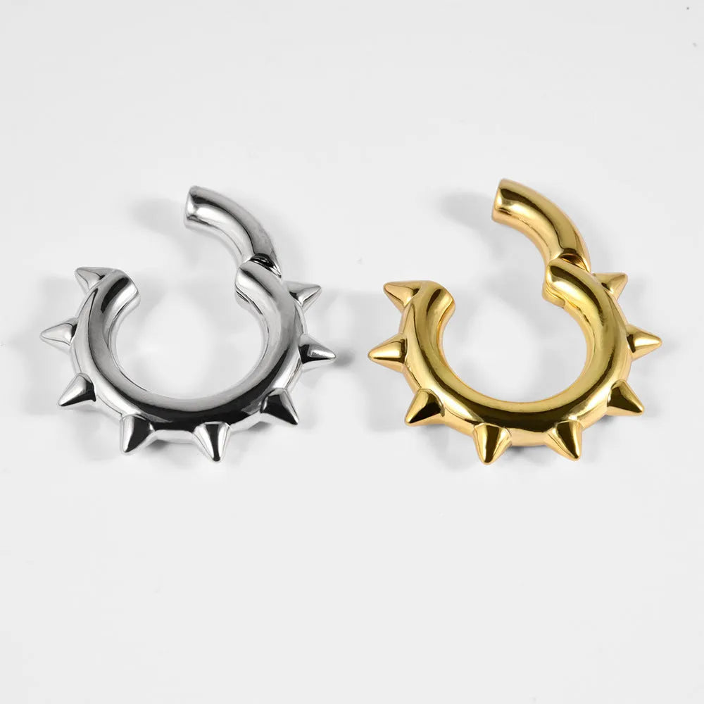 Copper geometric ear extenders with magnetic closure for earlobe stretching in various style options