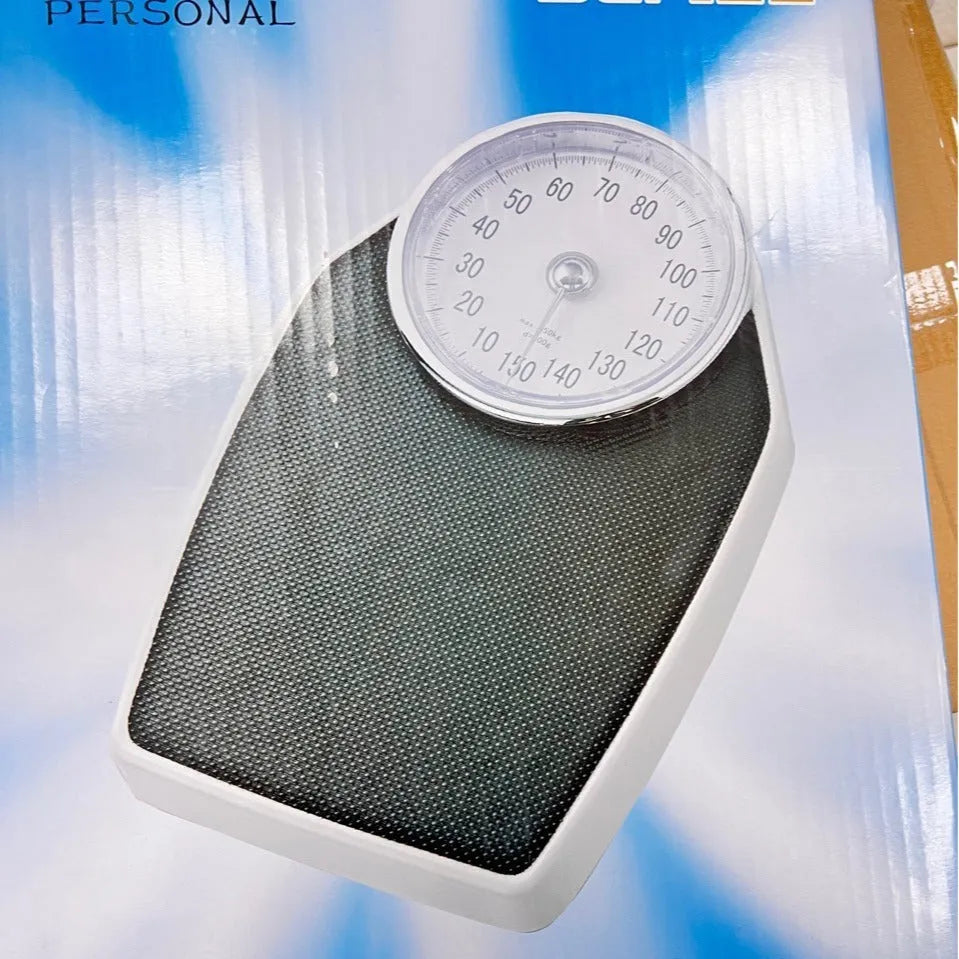 Black mechanical pointer body weight scale with large dial display
