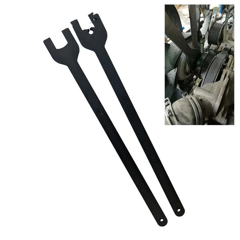 Land Rover fan support wrench set showing 36mm and 40mm alloy steel spanners for automotive repair
