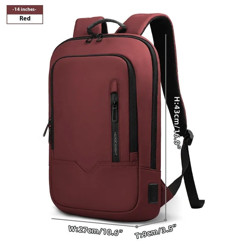 Lightweight polyester computer backpack with USB charging port in various colours