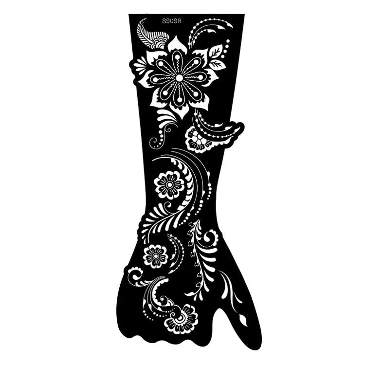 Geometric hollow template tattoo stickers showing intricate cut-out patterns for tattoo stencil applications
