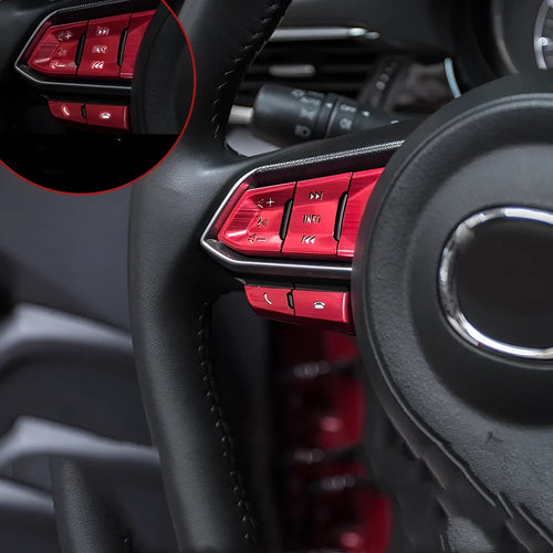 Aluminium alloy steering wheel button decorative stickers in brushed red silver blue colours