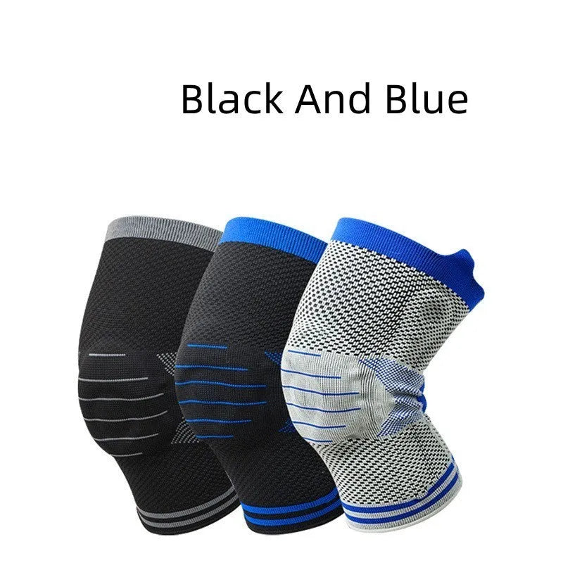 Cotton knee pad with visible silicone spring bar shock absorber in Black and Gray colour scheme.