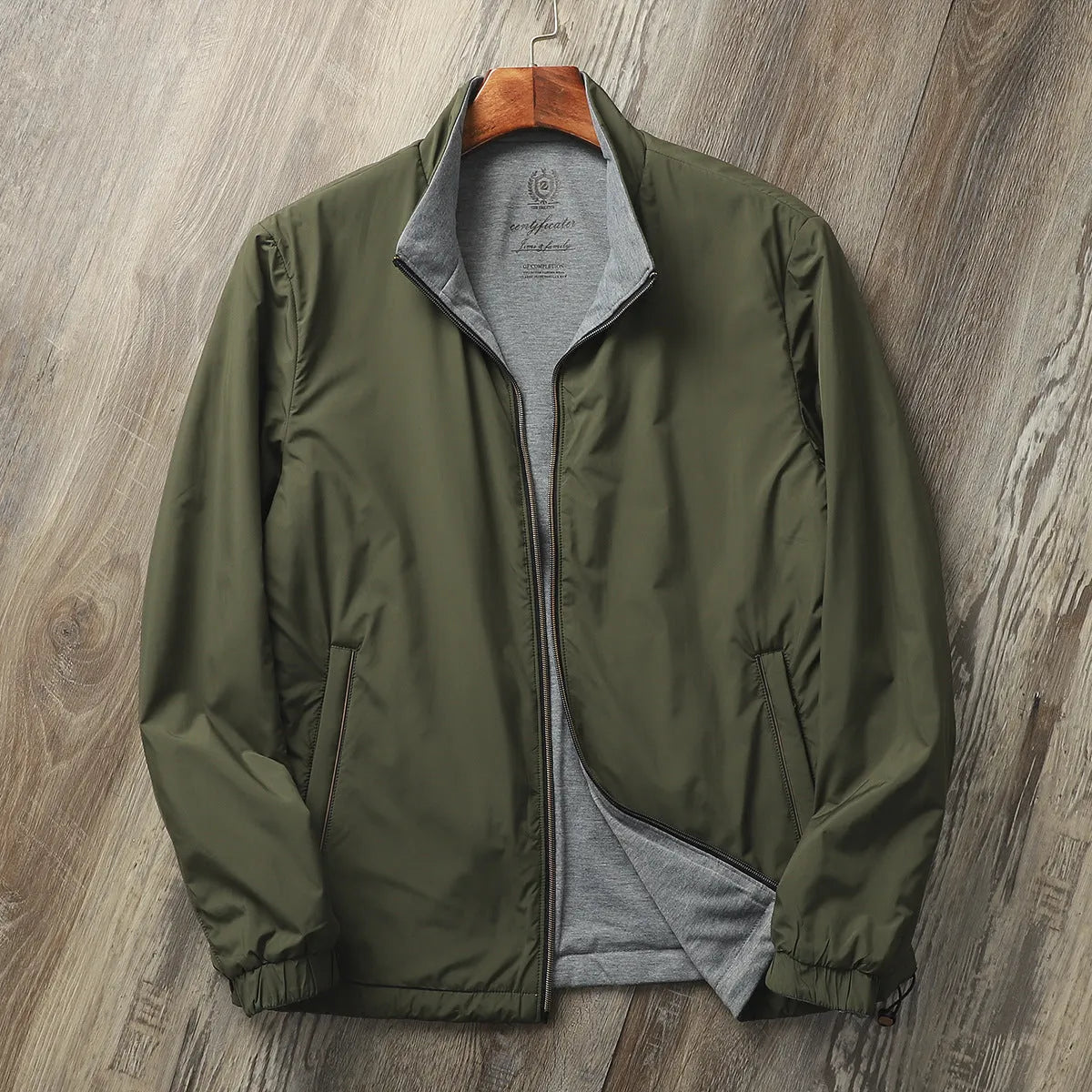 Men's stand collar casual jacket in polyester blend fabric available in multiple colours