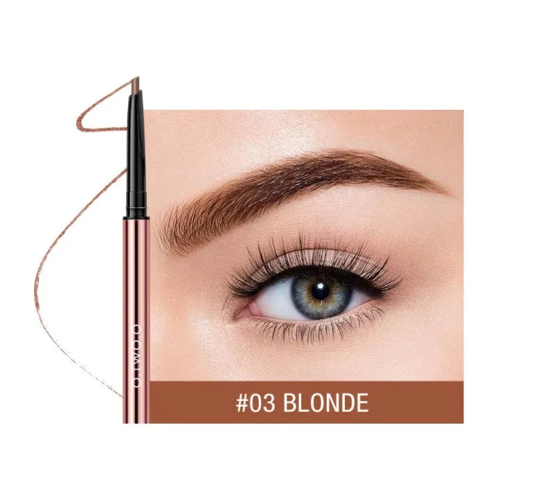 Slim 0.7 cm wide eyebrow make-up pencil in a colour box, available in six shade options.