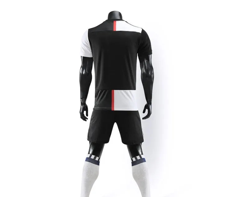 Men's cotton football uniform black white one size front view