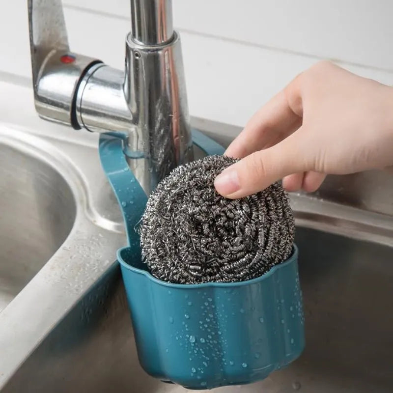 Nordic style plastic drain basket for kitchen sinks in blue, grey or pink colours