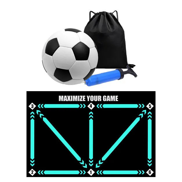 Football training mat with rubber surface in cushion colour for indoor skill practice