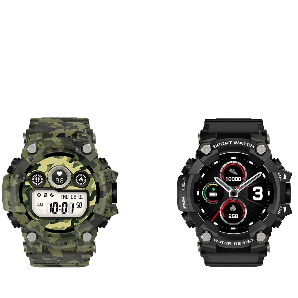 T6 Tactical Smart Watch with 1.3 inch screen on wrist showing Android iOS compatibility