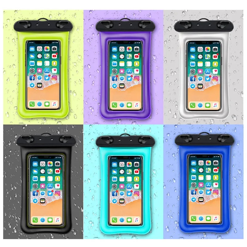 Double airbag waterproof phone pouch with adjustable rope in multiple colour options