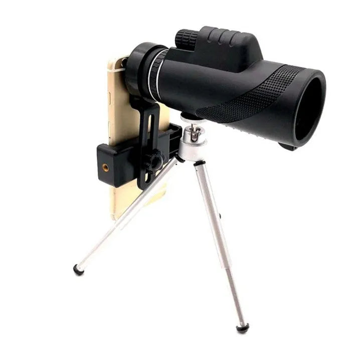 Black HD 40x60 mobile phone monocular telescope with waterproof housing and fully coated lenses