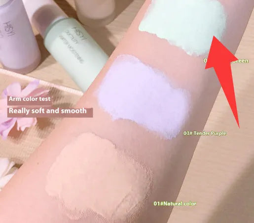 HISYI Silky Clear Makeup Primer tube or bottle showing three colour options 01, 02, 03 for brightening skin