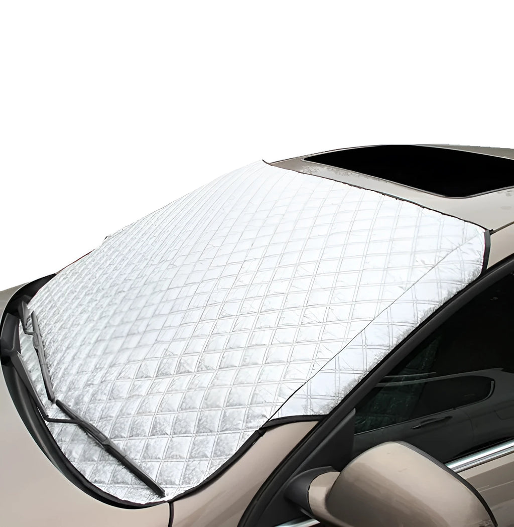 Aluminised film car front windshield snow cover with external anti-theft design in large size