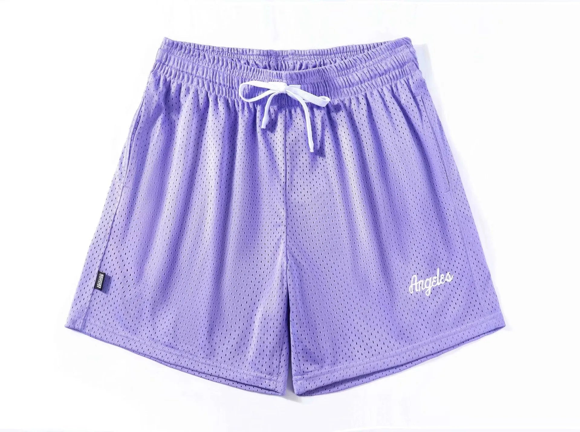 Men's black double-layer mesh shorts for summer sports and leisure wear.