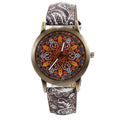 Creative fashion kaleidoscope quartz watch with alloy case, glass mirror, and PU strap
