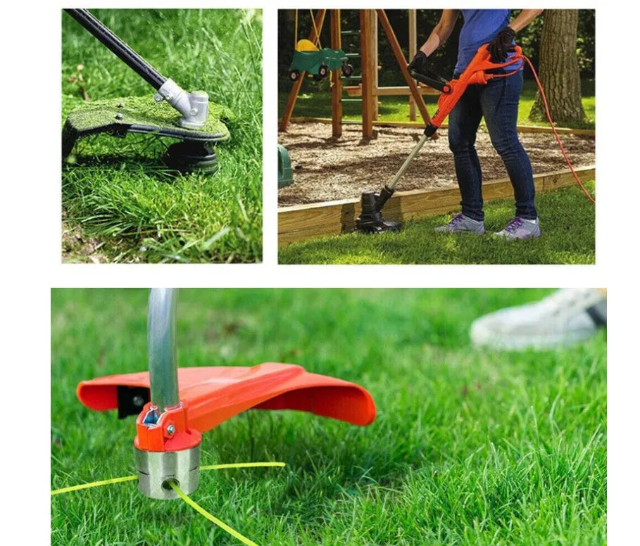 Luzhu aluminium lawn mower trimmer head accessory kit with four light yellow nylon cords and a wrench