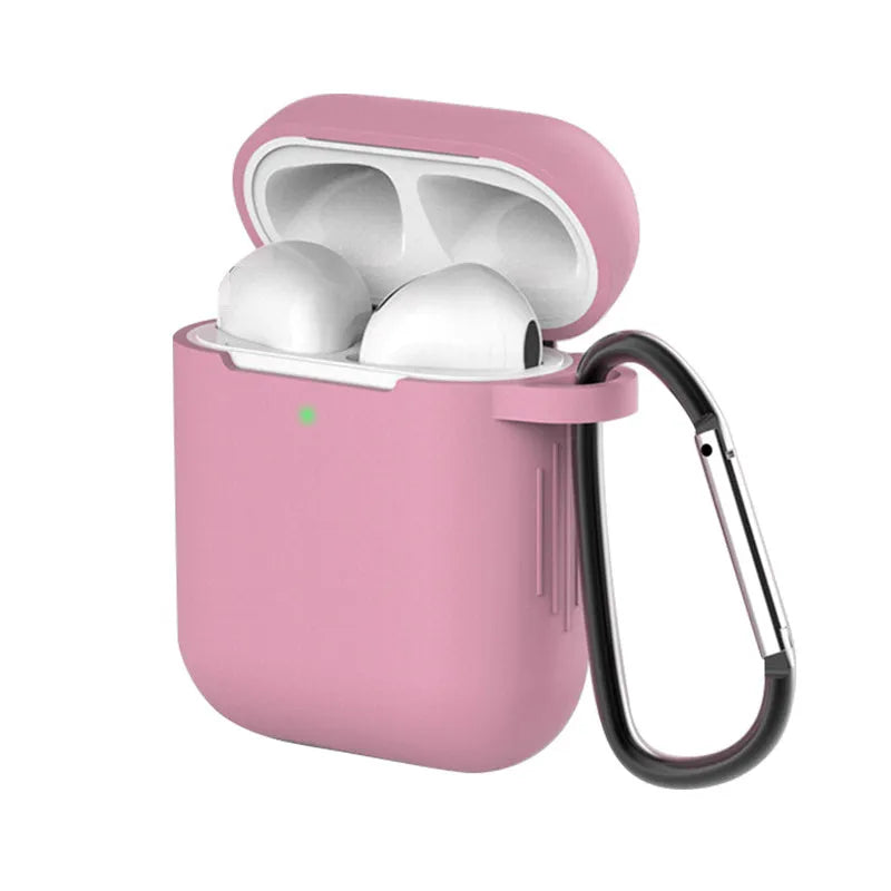 Liquid silicone clamshell cover for Apple AirPods first and second generation in multiple colours.