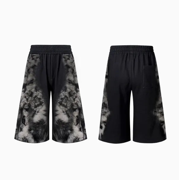 Street trendy printed loose trousers set with hoodie, seven-inch pants, and trousers in coordinated casual wear