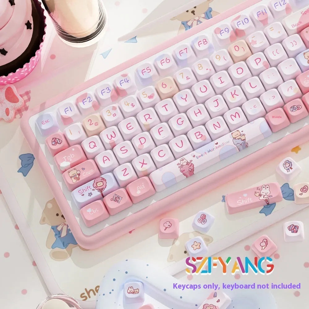 Sweet Cotton Candy coloured mechanical keyboard keycap set showing pastel pink and blue keys