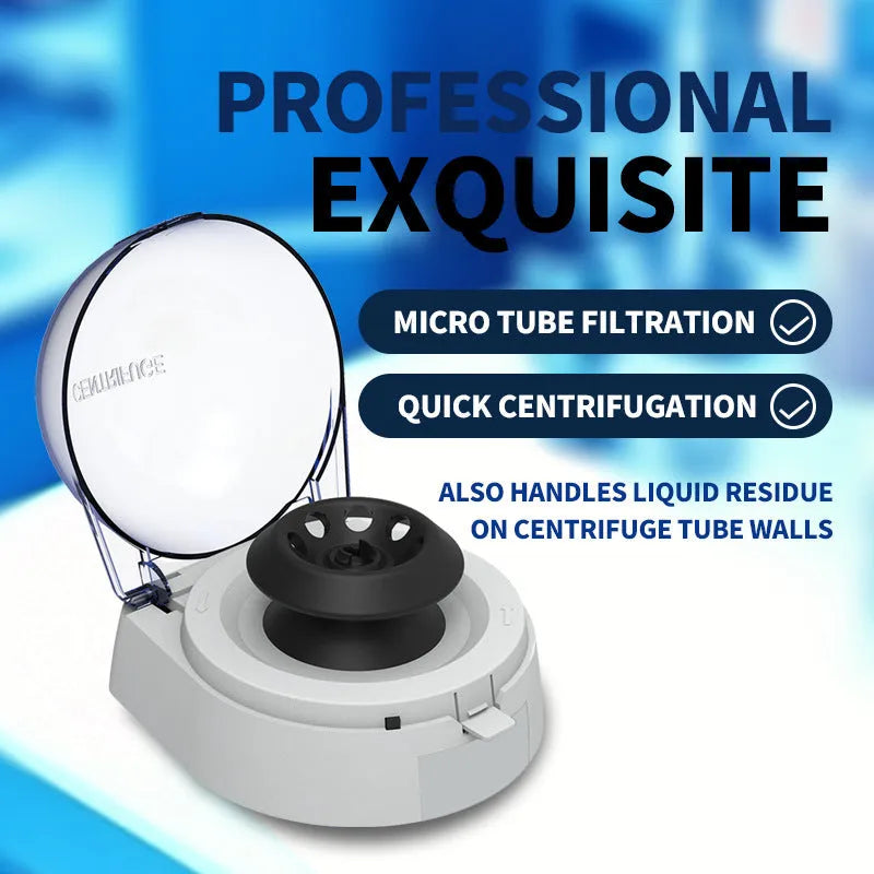 Mini laboratory centrifuge unit with compact design for bench-top use
