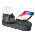 Black W3 model 3-in-1 wireless charging station for Apple Watch, phone and AirPods on a desk