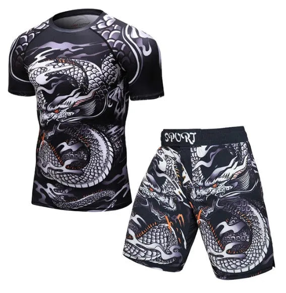 MMA compression rashguard long sleeve T shirt in polyester for gym training