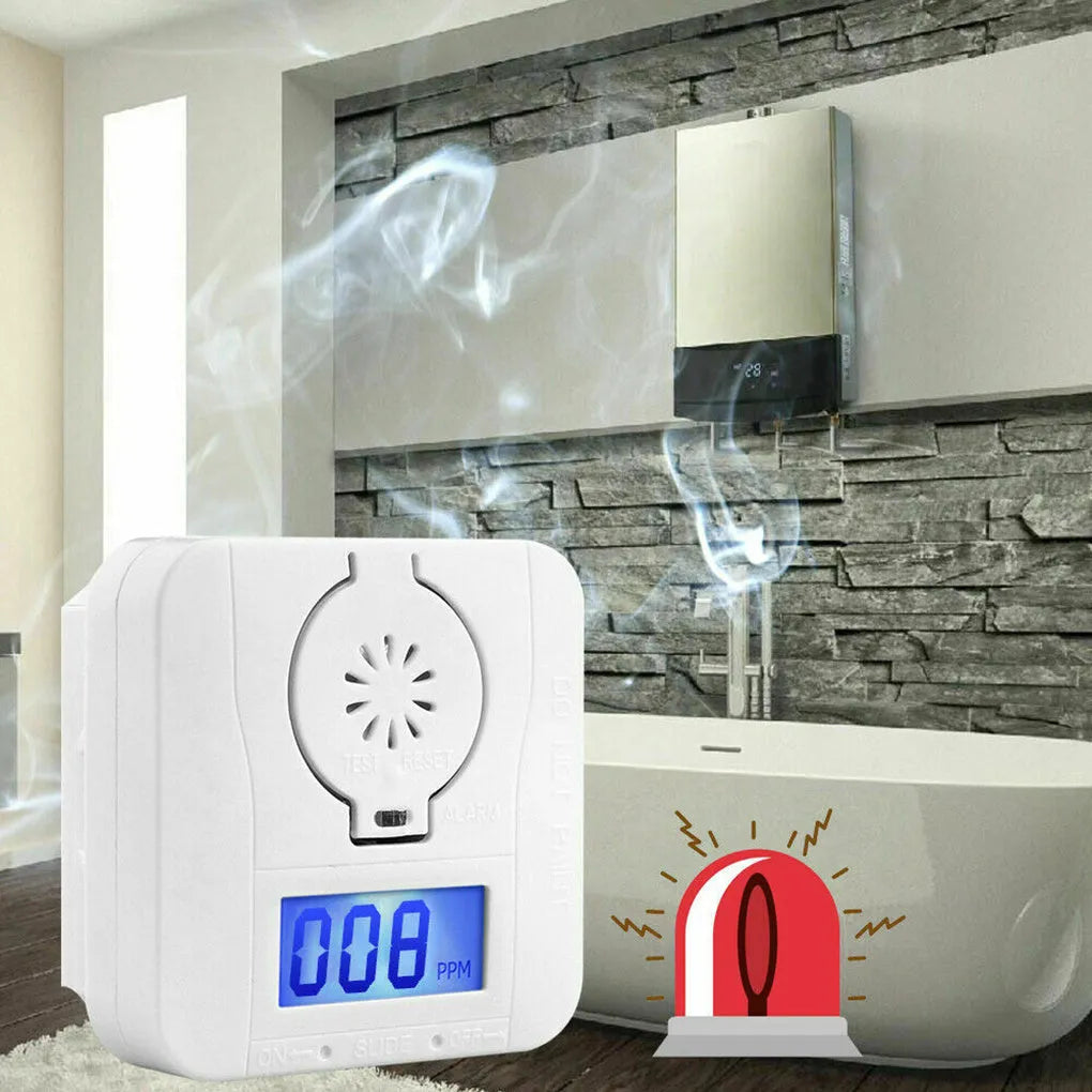 White wireless carbon monoxide alarm for wall mounting with 1.5 metre detection distance
