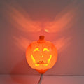 Purple and yellow light USB rechargeable plastic pumpkin lamp for Halloween decoration.
