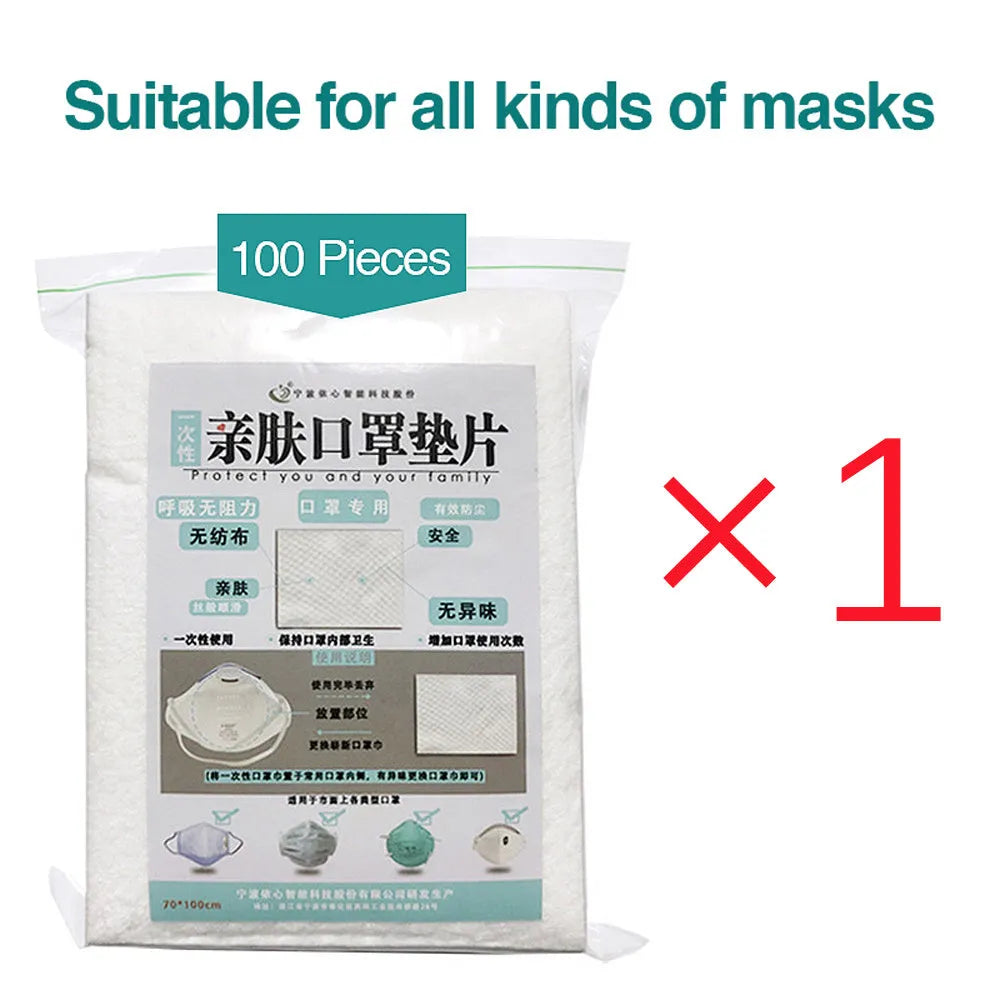 Disposable mask inner pad made of spunlaced viscose nonwoven fabric in 120x90mm size on white background