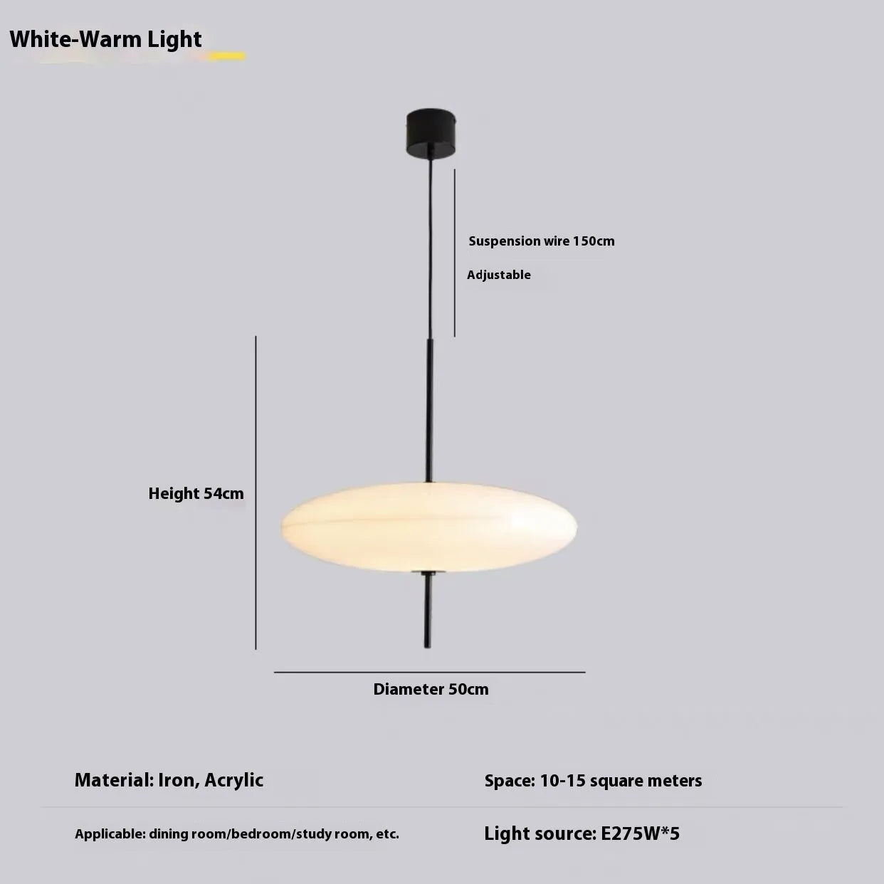 Nordic modern art retro designer UFO chandelier light fixture in white or black and white finish