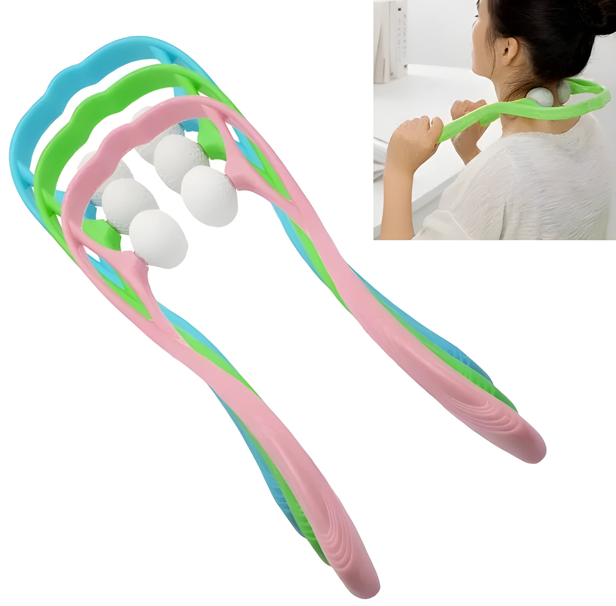 Plastic pressure point therapy neck massager with adjustable stand and 3D floating point design in blue colour