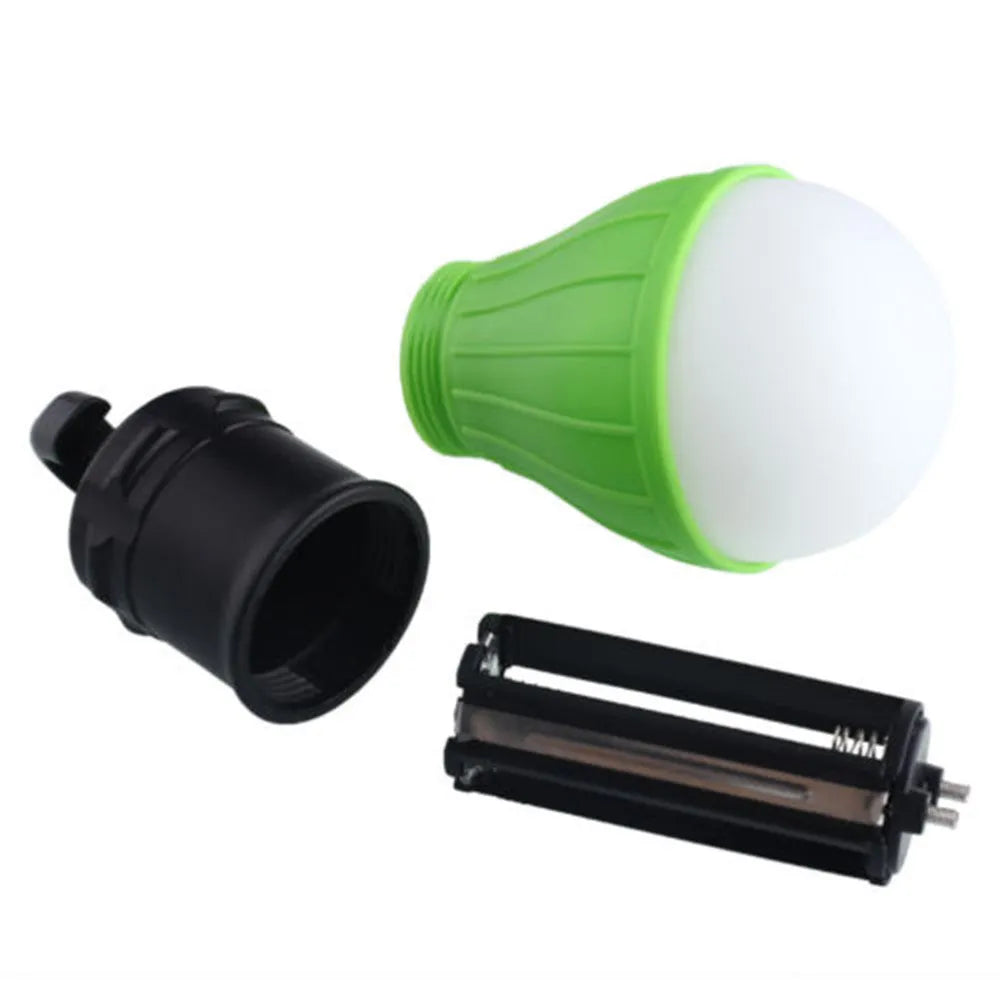 Portable LED camping lantern with hook in red, yellow, blue, or green, showing three light modes.