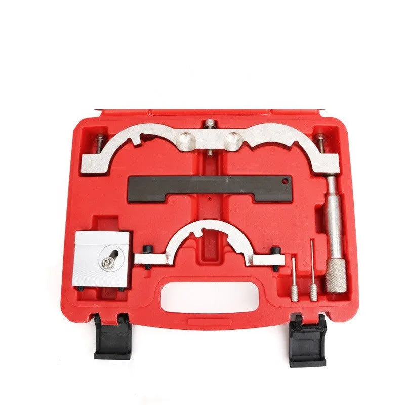 Red seven-piece Opel 1.4 LUJ engine timing tool set made from chrome-vanadium steel.