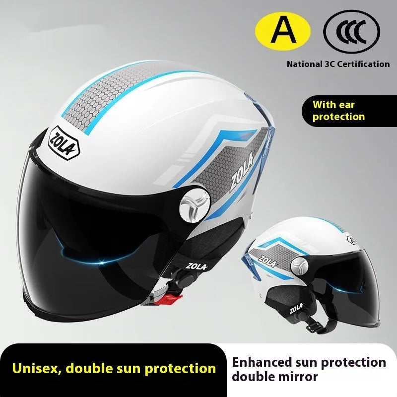 Children's 3C certified motorcycle half helmet in multiple colour options with double mirror finishes
