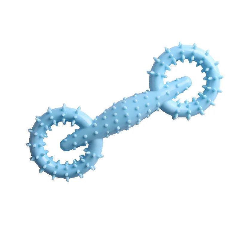 Blue TPR dog chew ring toy for puppies, 16cm diameter safe chewing toy
