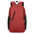 Grey Oxford cloth computer backpack with 35 litre capacity showing front compartment and shoulder straps