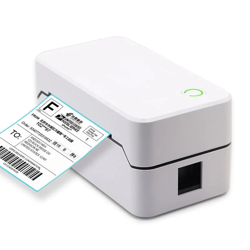 Compact Bluetooth thermal express order printer on countertop showing dimensions