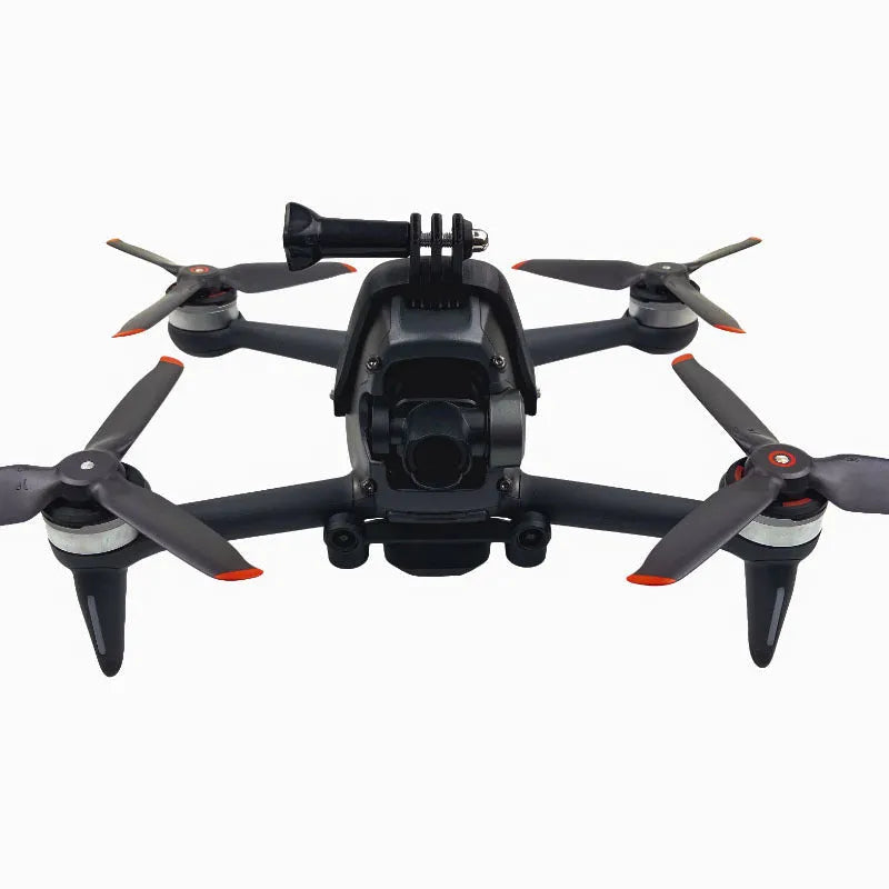 White 3D-printed FPV drone top mounting bracket for GoPro action cameras
