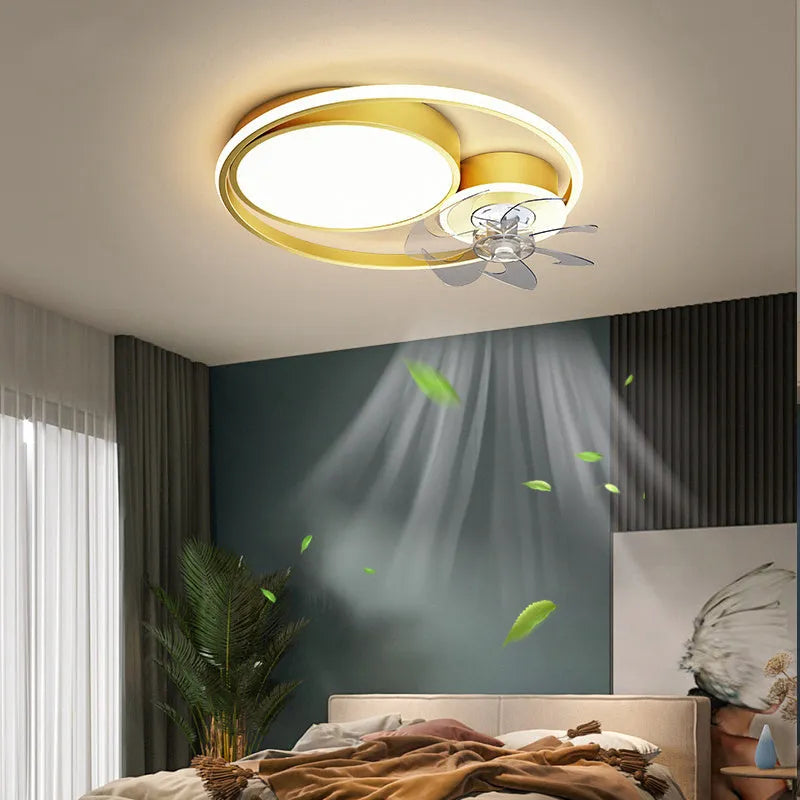 48cm Nordic style ceiling fan lamp with light in black or gold finish