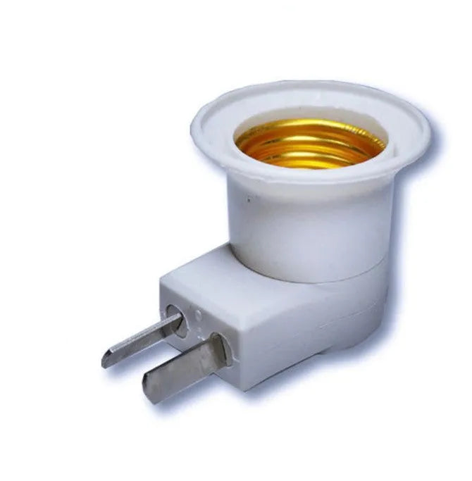 White wall plug-in screw lamp holder with switch for E27 bulb socket conversion