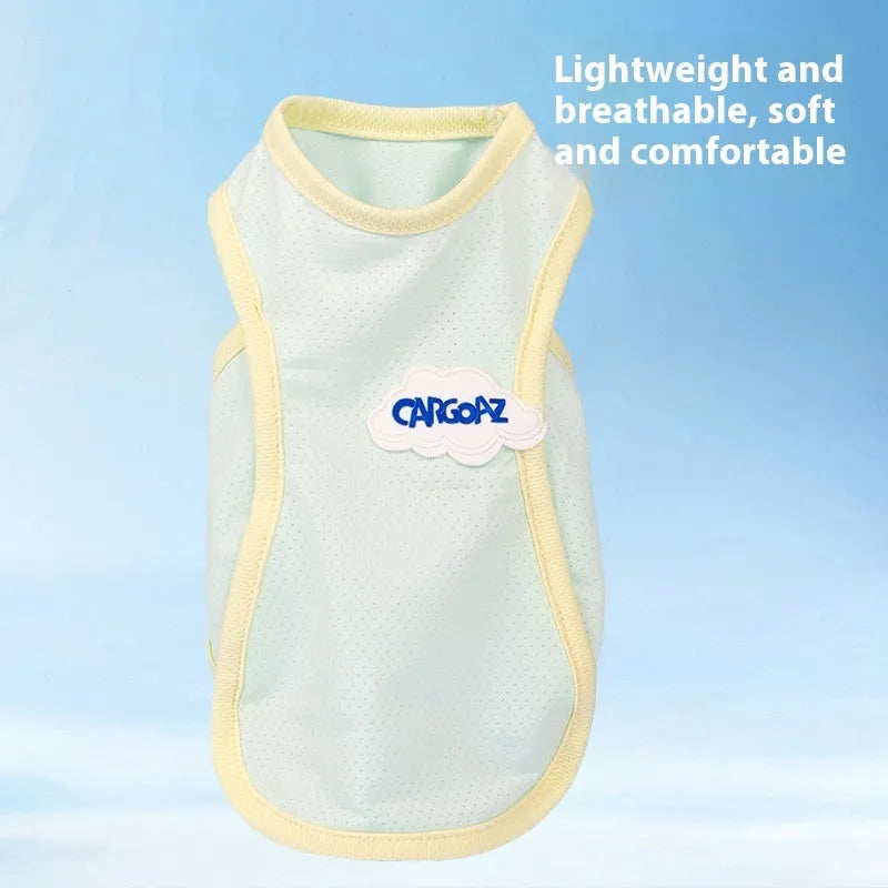 Lightweight polyester cat vest in sports style, available in grass green and taro purple colours