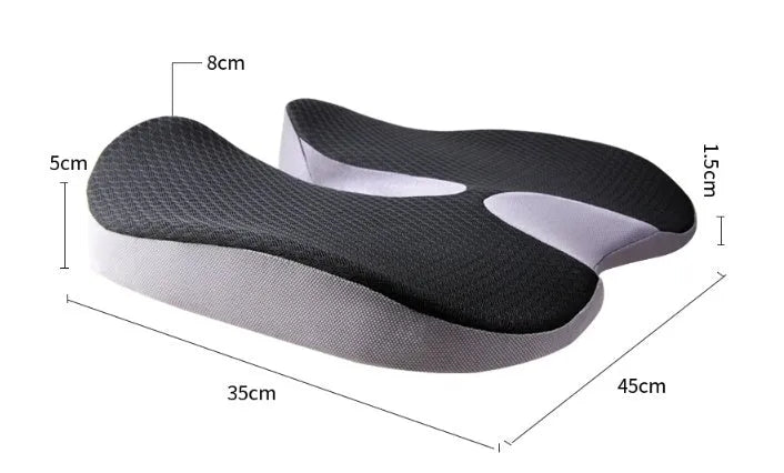 Curved bevel seat cushion with memory foam core for tailbone support in beige colour