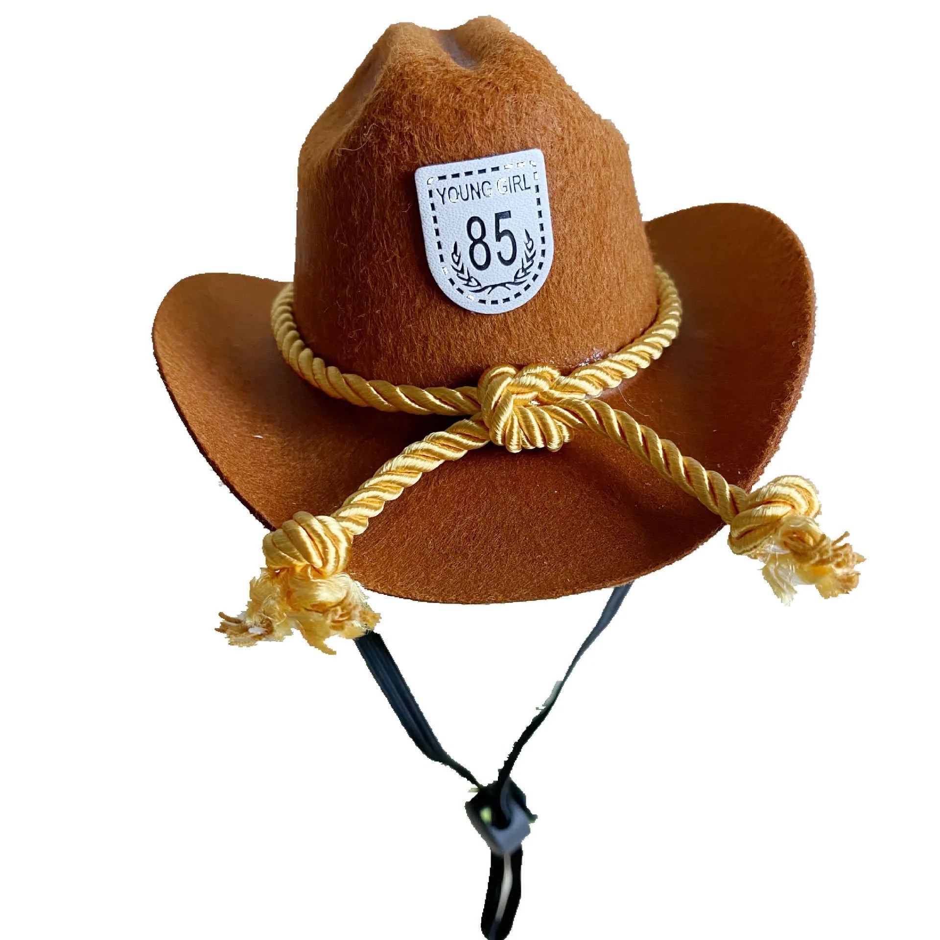 British cat cowboy hat in non-woven fabric with pointed ears, shown in black with ribbon trim