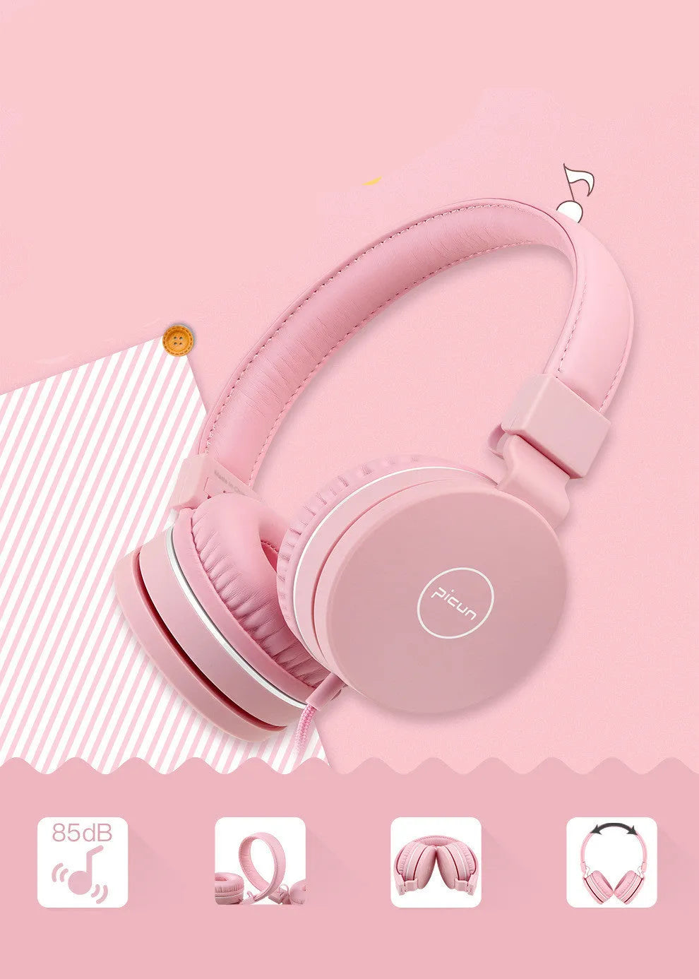 Bengoo C30 wired over-ear headphones with microphone in mint green colour, showing braided cable and protein ear cushions.