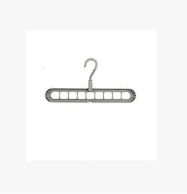 Plastic clothes hanger with rotating hook in assorted colours on white background