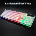 Industry white and black RGB backlit gaming keyboard with built-in USB cable for desktop PC